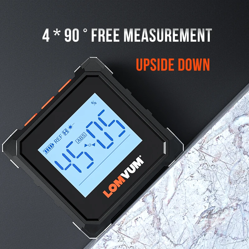 LOMVUM Digital Protractor Laser USB Inclinometer 360° Level Angle Finder High Precision Goniometer Magnet Tilt Measuring Tools