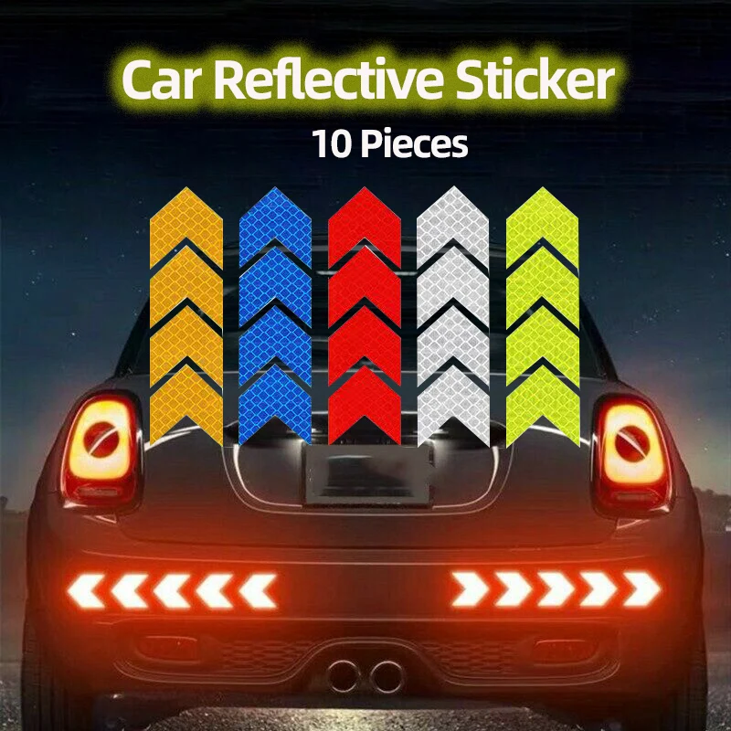 10 قطعة سيارة عاكس ملصق تحذير السهام الديكور الشارات دراجة نارية الذيل بار ملصقات للسيارة متعددة الأشكال ل علامة السلامة المرورية 4.5X4cm