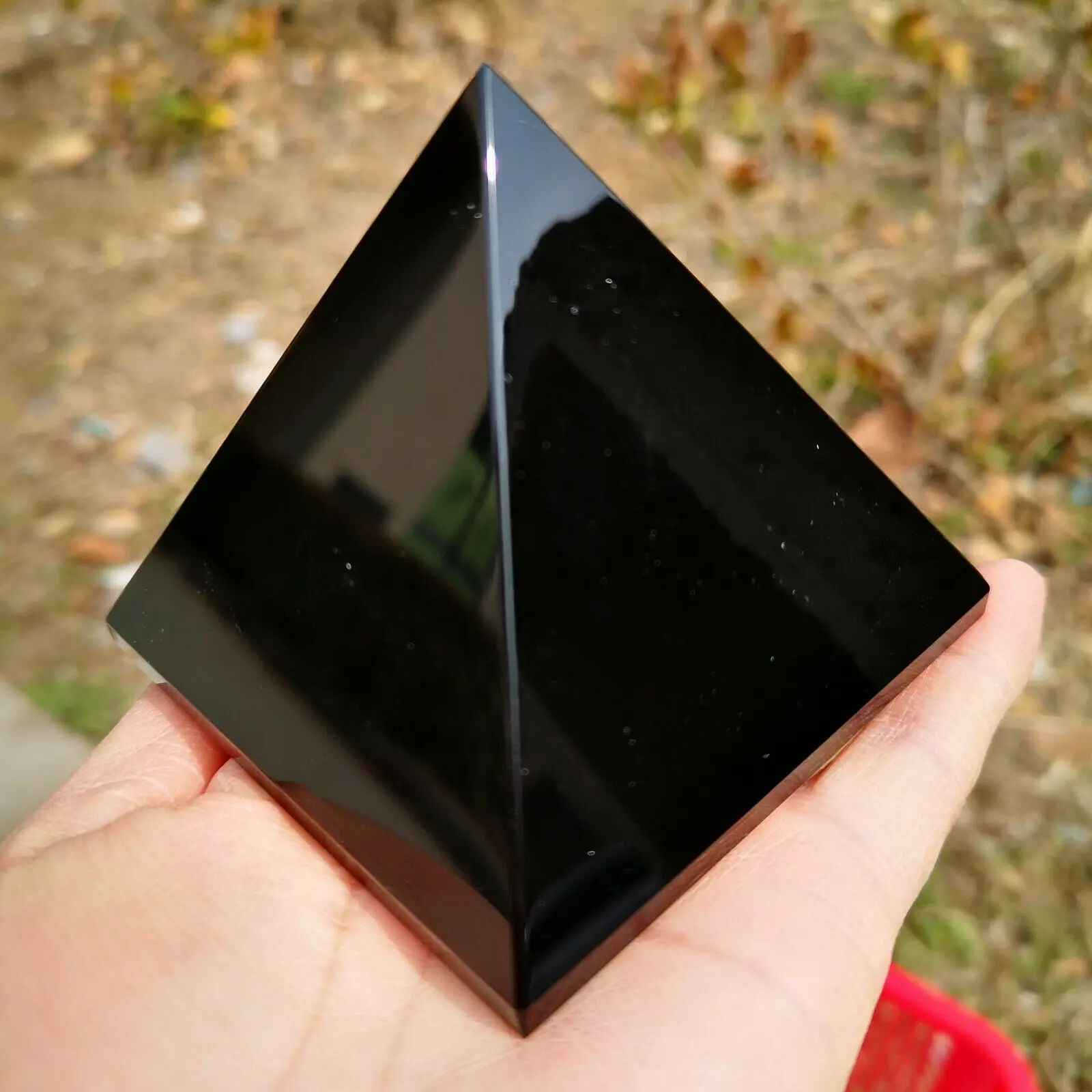 4-10cm Black Obsidian Healing Pyramid Natural Mineral Triangled Crystal Point wholesale