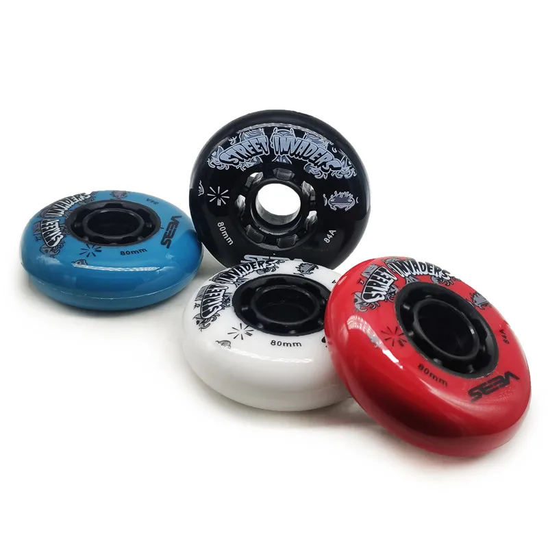 SEBA Street Invaders Skating Wheels a set with Bearings 84A Roller FSK Slalom Skates Wheel with ILQ-9 ILQ-11 84A 72 76 80