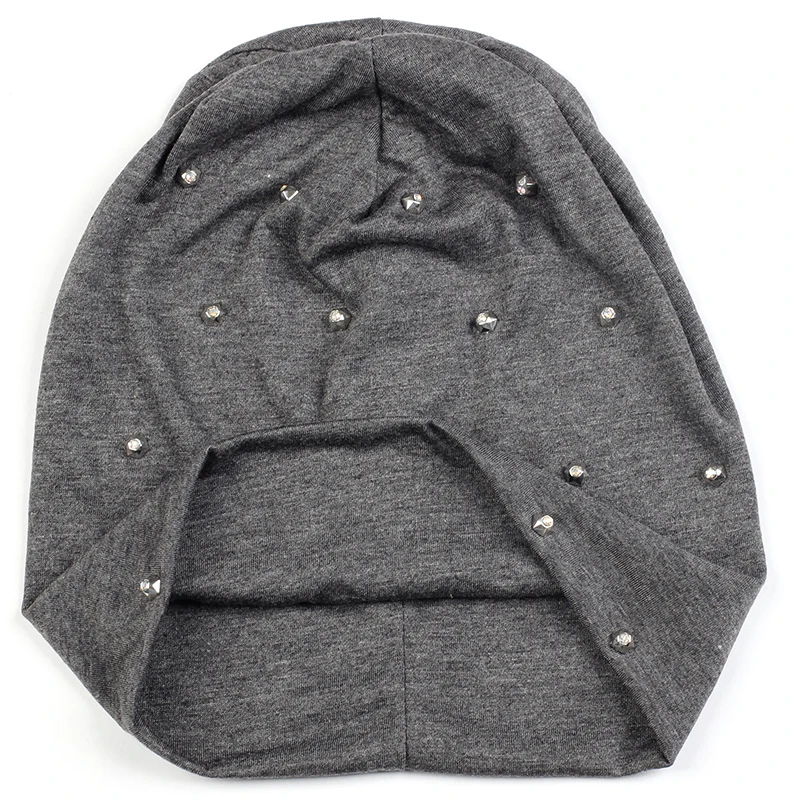 Geebro New Spring Women Soft Metallic Rhinestones Slouchy Skullies Beanies hat And Caps Autumn Ladies Girls Baggy Bonnet Gorros