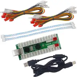 2 players USB Zero Delay Encoder to Joysticks Pc Arcade Raspberry pi with LED light cord button joystick cord controller board