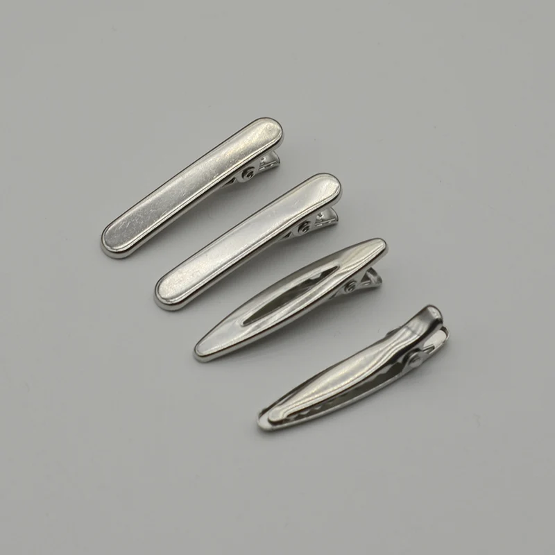 

50PCS 3.8cm 1.5inch Silver Filigree Oval Plain Metal Alligator Clip Slim Baguette Duckbill Hairpins Hair Barrettes for DIY