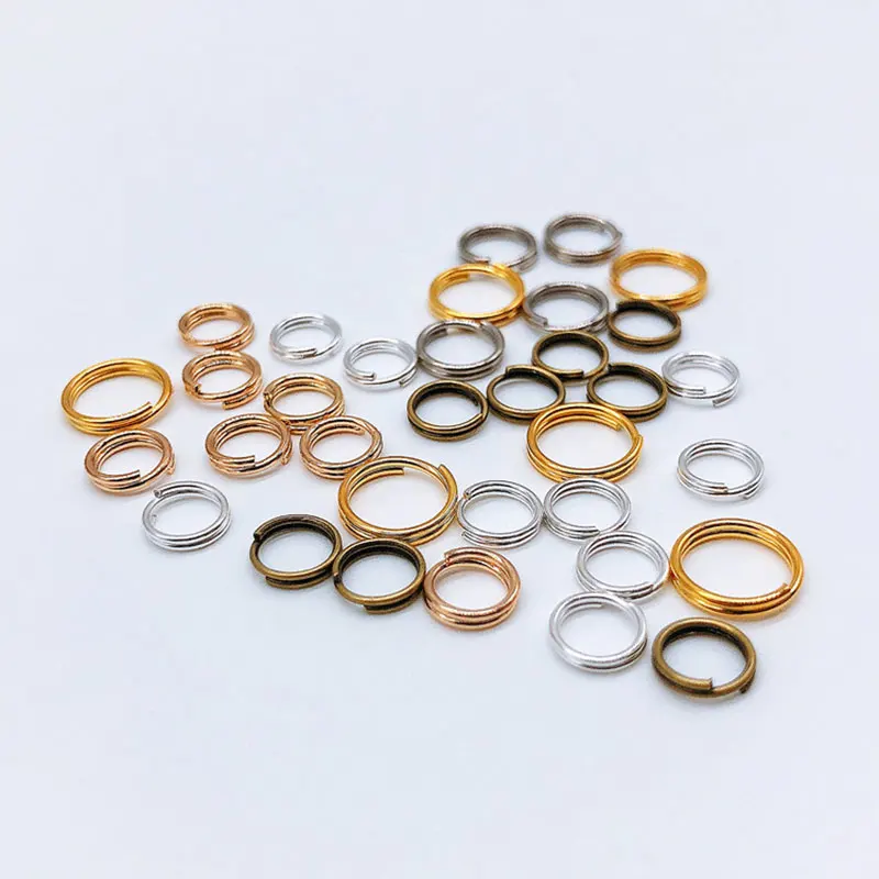 200pcs 5 6 8 10mm Open Jump Rings Bulk Lot Double Loop for Jewelry Making Gold Rodium Color Metal Split Rings Necklace Supplies