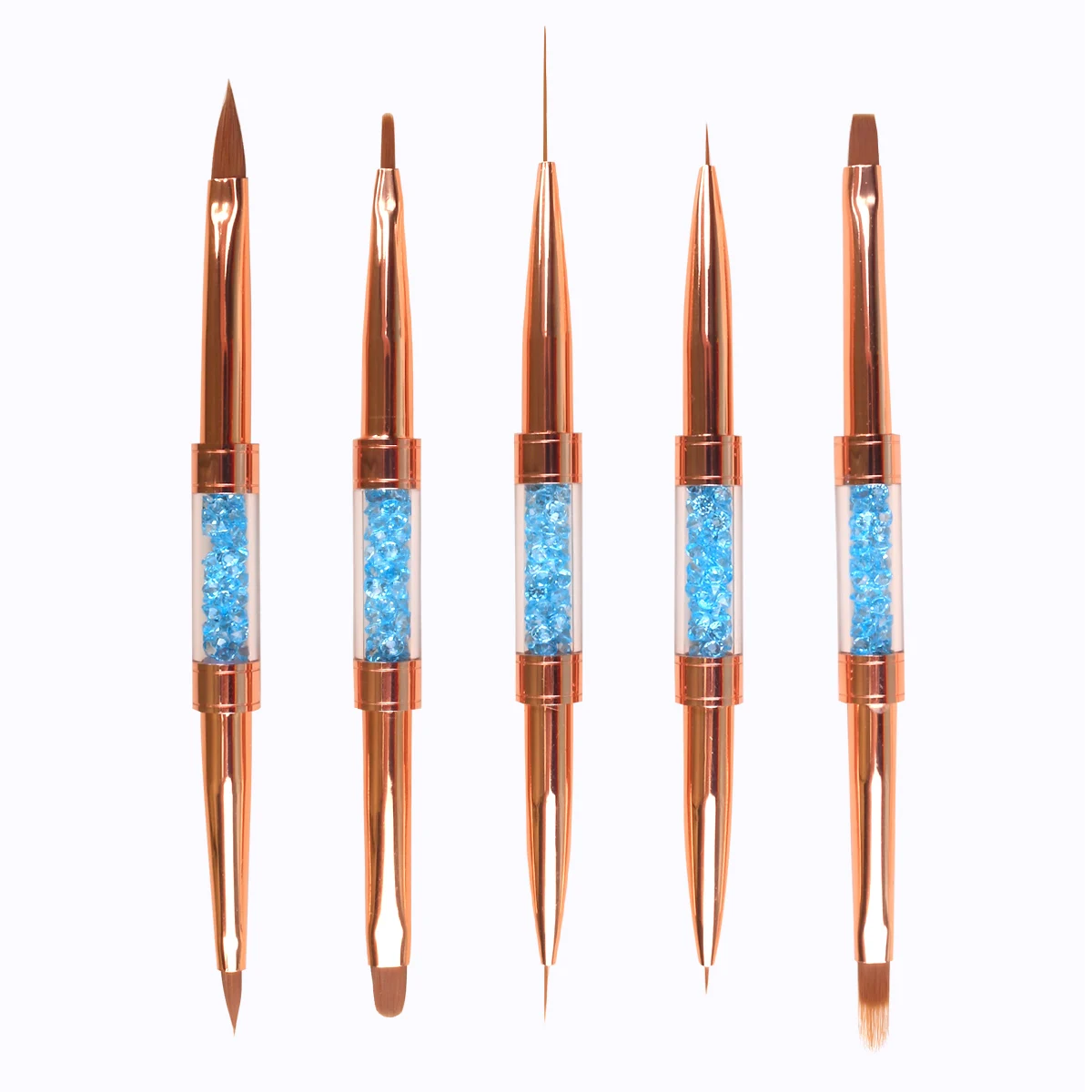 Eval Rose Gold Double Head Nail Brush Crystal Drawing Brush Candy Color Liner Brush Painting Pen Gel Polish Crystal Nail Art