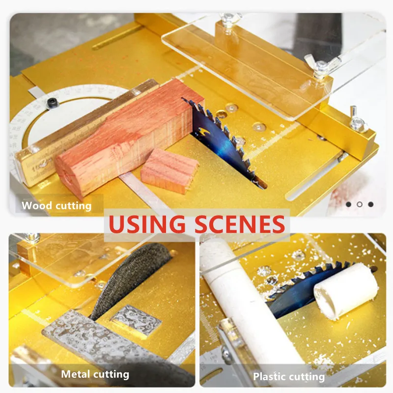 Frästisch-Einlegeplatte für Werkbank, Kreissägen-Abdeckplatte mit Gehrungsführung, Aluminiumprofil-Absperrung, Gleithalterung – Detail 5