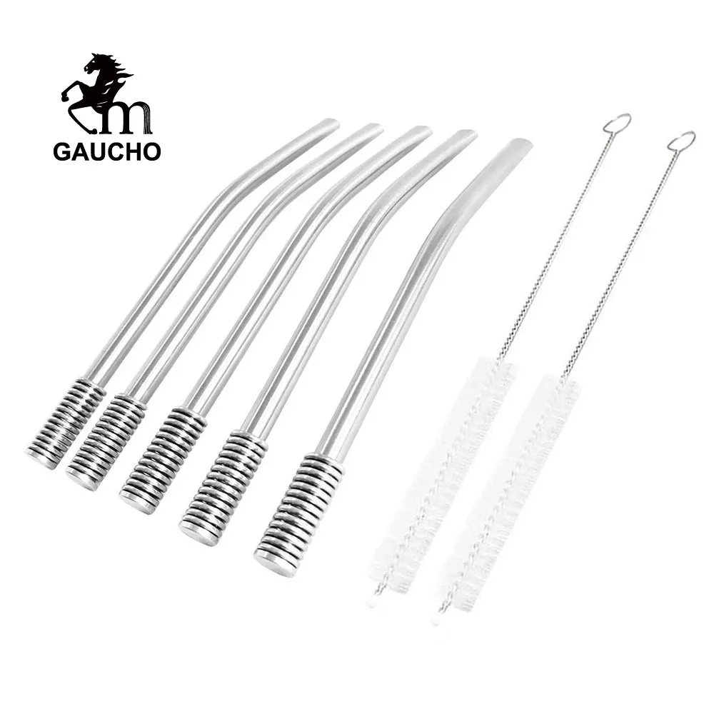 5 PCS/Lot Gaucho Yerba Mate Bombilla Stainless Removable Filter Straw Drinking Smooth With Cleaning Brush Applies To Brasil Tea