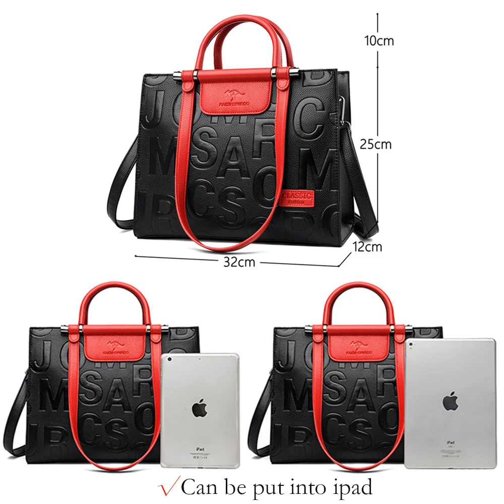 Luxury Design Ladies Handbag High Quality PU Leather Color Matching Shoulder Bag Large-capacity Top-handle Travel Messenger Bags