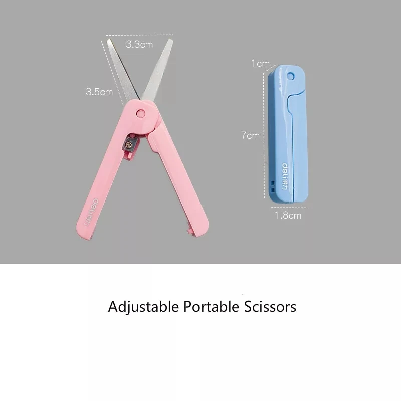 Deli Adjustable Portable Stationery Scissors Mini Small Size Office Students Use Cutting Tools Colored Creative Scissors Kawaii