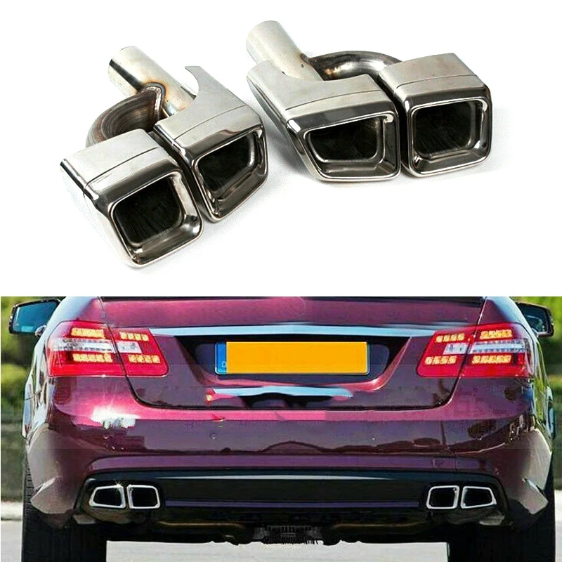 For Benz W212 C260 C63 E200 CLA S63 E63 AMG Car Double Outlet Exhaust Tailpipe Muffler Tube Silver Styling Stainless Steel