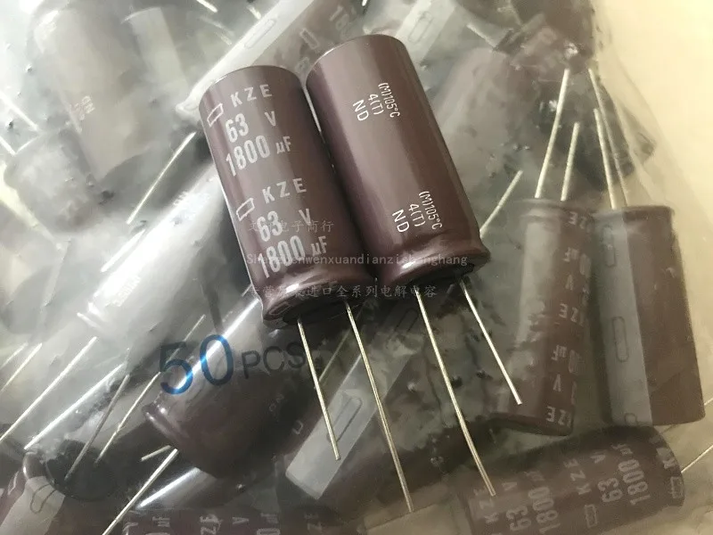 2024 nowy 1800uF 63V NIPPON NCC KZE seria 18x40mm niski ESR 63V1800uF aluminiowy kondensator elektrolityczny