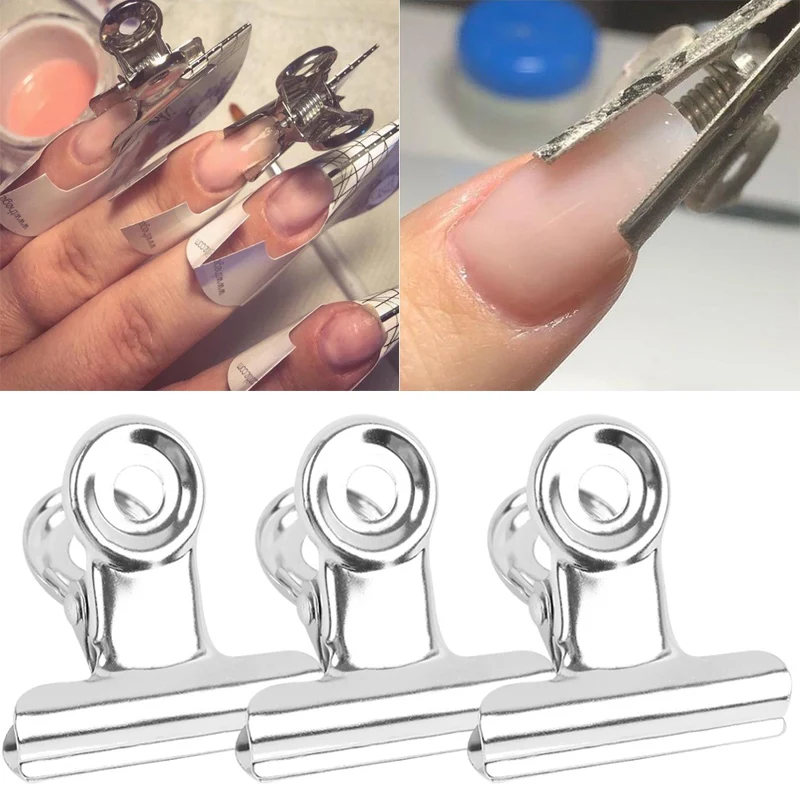 Nail Tips Clip Quick Building Poly UV Assistant Tool DIY Manicure Stainless Steel Extension Clamp 6pc/set Nail Tools