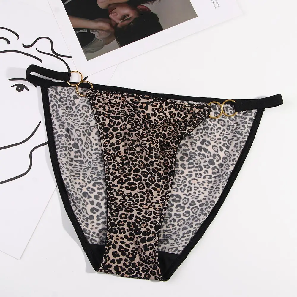 Thin Belt Leopard Panties Seamless Triangle Briefs Sexy Ultra-Thin Milk Silk Women Underwear Hollow Out Lingerie Thong