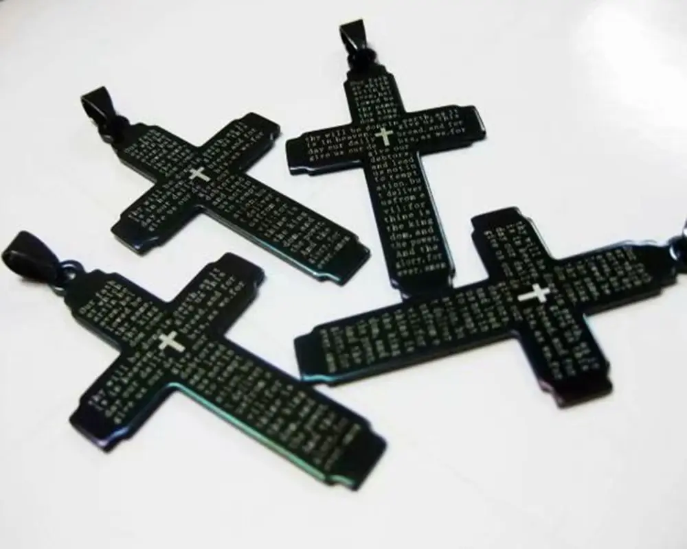 10 pcs black lucky cross punk design pendant