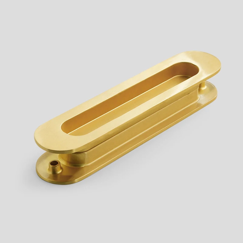 New Arrival 1Pair Pure Brass Recessed Hidden Sliding Door Handles Invisible Wood Barn Door Push Pull Door Handles