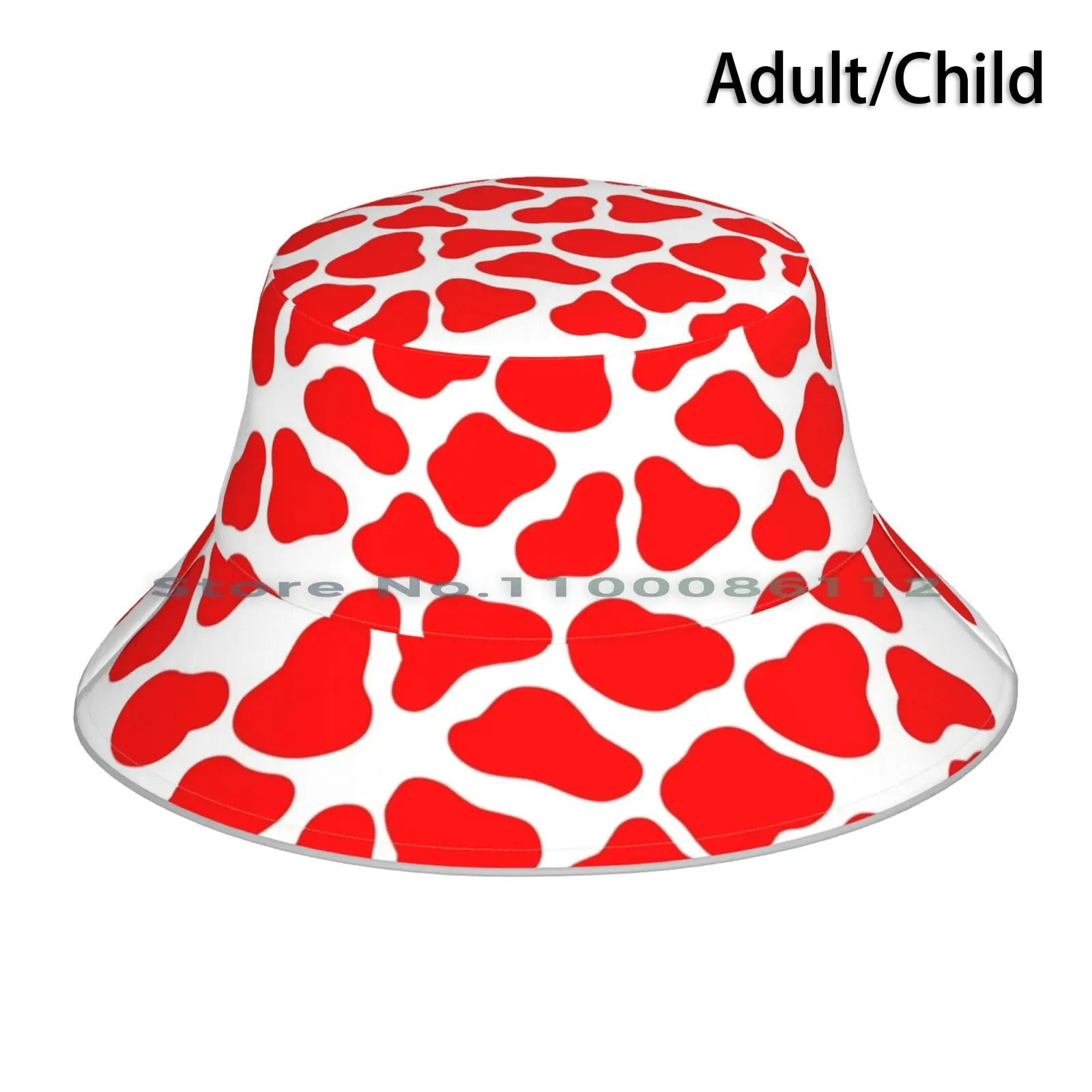 Red Cow Print Bucket Hat Sun Cap Aesthetic Cute Cottage Core Charli D Amelio James Addison Rae Foldable Outdoor Fisherman Hat