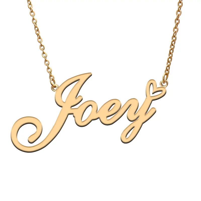 

Joey with Love Heart Name Necklace for Women Stainless Steel Jewelry Nameplate Pendant Femme Mother Child Girls Gift