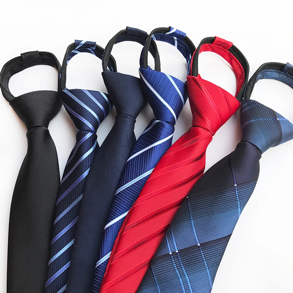 Ties For Men Black Tie Zipper Pre-tied Bow Tie Women's Green Navy Blue Red Neckties Classic 8cm Neck For Men Shirt Cravat Zipper