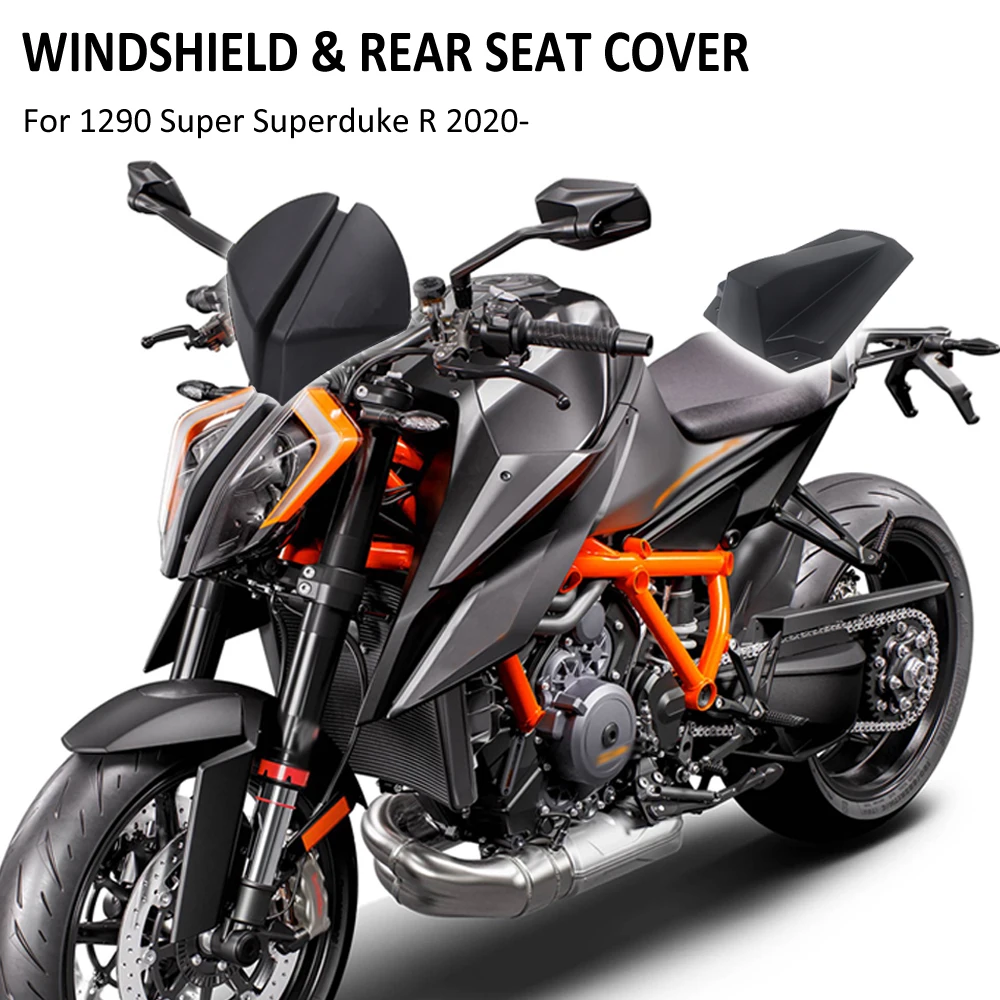 

Переднее ветровое стекло для мотоцикла 1290 Super Superduke R 2020, ветрозащитный экран, дефлектор воздушного потока, обтекатель заднего сиденья, чехол для сиденья