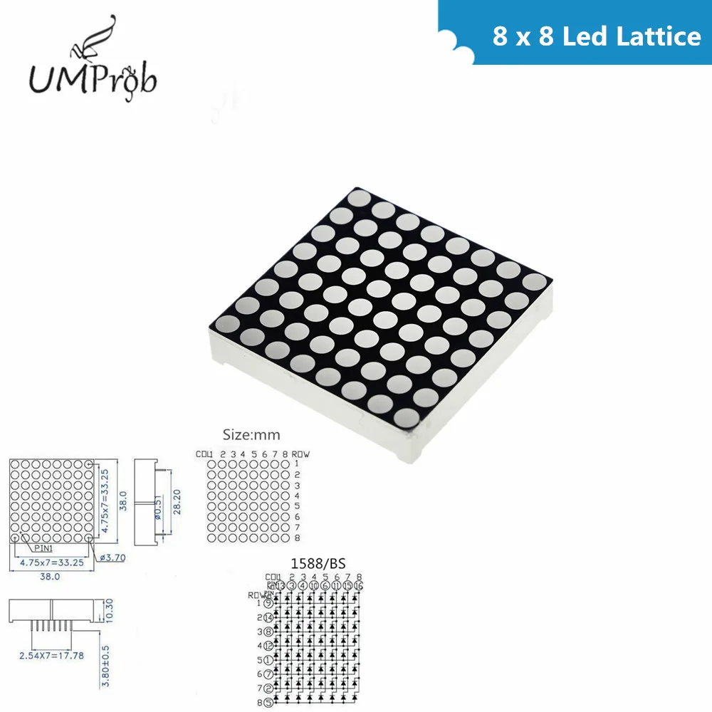 Tube Numérique à 7 Segments de 0.56 Pouces, 1/2/3/4 Bits, Cathode Rouge Commune, Affichage Numérique LED 8x8, Matrice de Points Rouges Lumineux