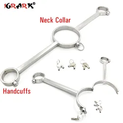 Sexy Metal Handcuffs Neck Collar Role Playing Props BDSM Equipment Bondage Gear Sex Toys for Couple Women Men Exotic Accessories