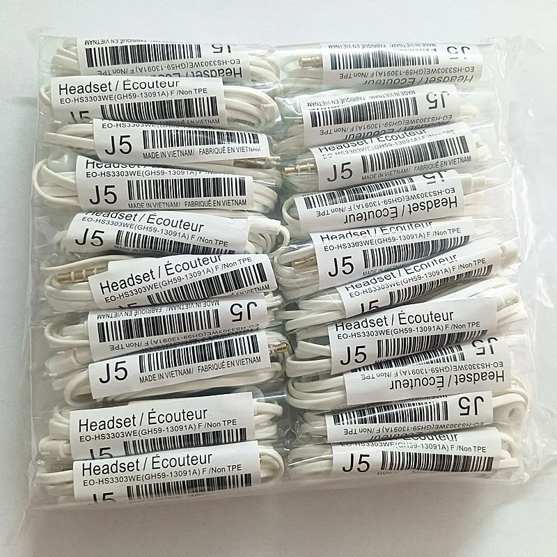 50 Pcs/Lot High Quality J5 s4  Headsets In-ear Earphones Hands-free with Mic For Samsung  s3 HTC Xiaomi