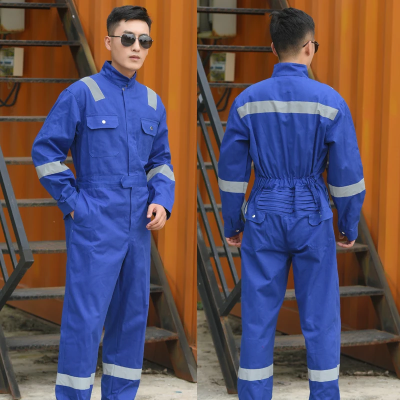 Spring Reflective Work Clothing Dust-proof Working Overall Jumpsuit Auto Repair Welding Uniforms Durable Sailors Miners Coverall