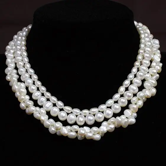 

New Favorite Pearl Wedding Necklace 5-9mm Baroque White Color Genuine Freshwater Pearl Fine Jewelry Nice Women Gift