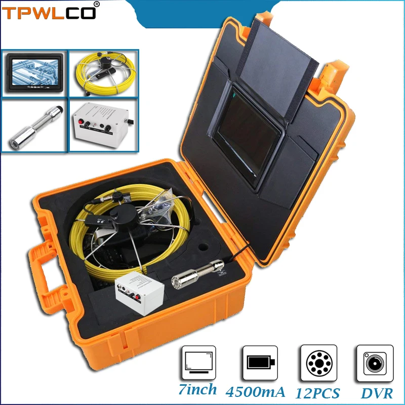 

40m Cable 23mm Sewer Equipment Inspection Drain Camera 7" Monitor Industrial Pipeline Endoscope Camera System 8GB Card With DVR