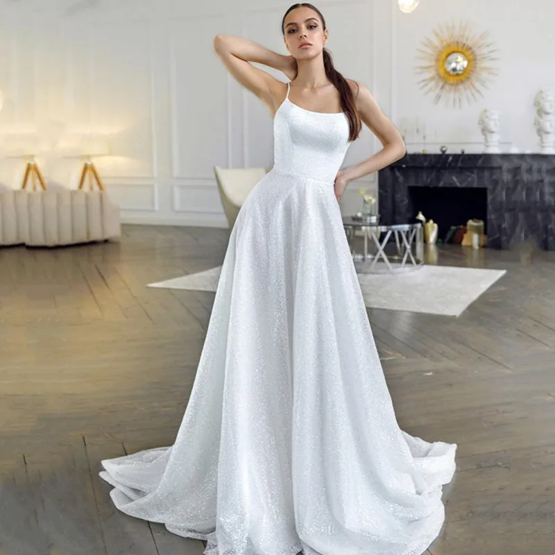 Bohemian A Line Wedding Dresses Vintage Boat Neck Sleeveless Backless For Women Satin Robe De Soirée De Mariage Custom Made