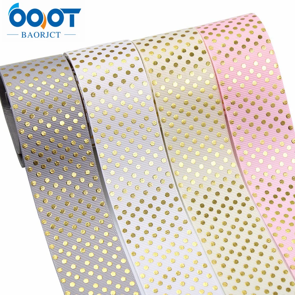 Solid Color Dots Geometric Hot Stamping Grosgrain Ribbons,38MM,10Yards Bow Cap DIY Accessories Decorations M-21112-36