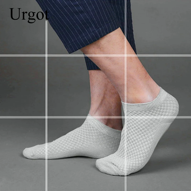 Urgot-Calcetines cortos de fibra de bambú para hombre, medias tobilleras transpirables, de alta calidad, invisibles, 10 pares