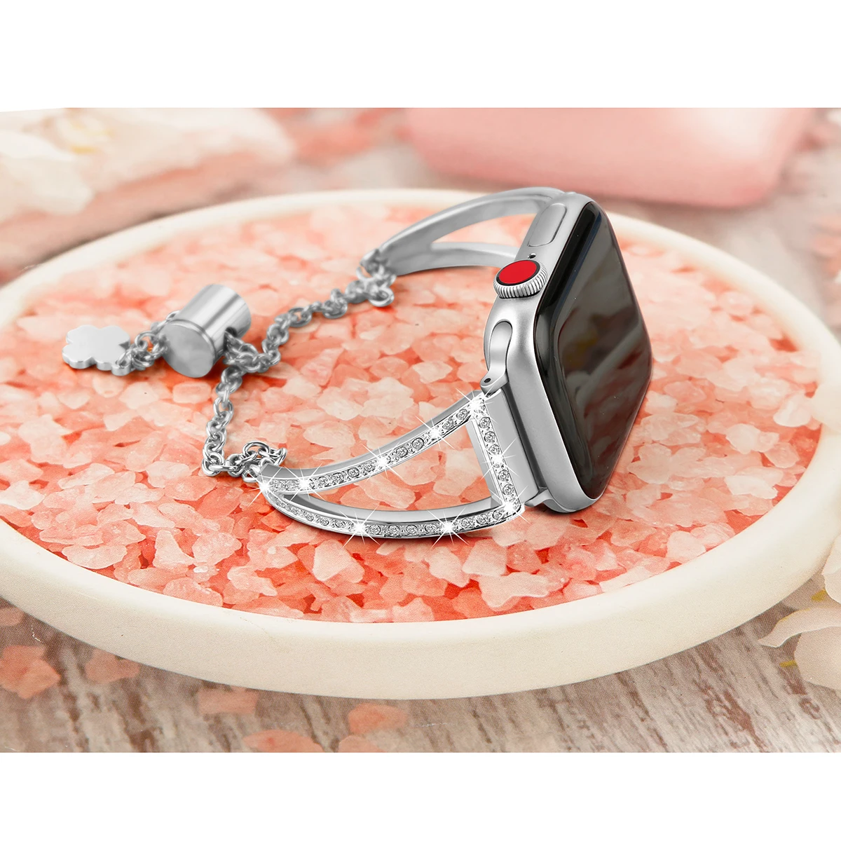 Metal diamond strap Compatible with Apple watch 44mm 42mm 40mm 38mm Women replacement bracelet strap for iwatch 7 6 5 43 SE band