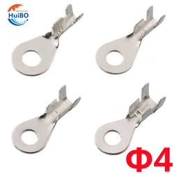 100Pcs Auto Splices Ring Round terminal Crimping Loose Pins Wiring Plug Tab Copper Opening Nose End DJ431-4mm-5mm Car Connector