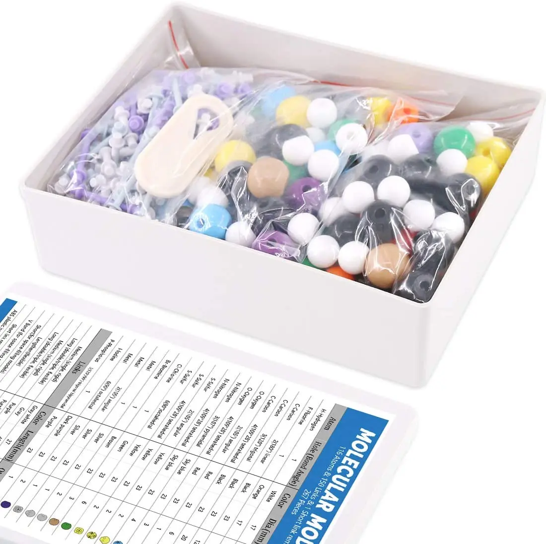 Kit insegnante studente modello molecolare di chimica organica 267 pezzi, modelli molecolare Set 116 atomizzatori e 150 collegamenti e 1 strumento di rimozione collegamento corto