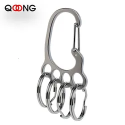 QOONG Big Feet Key Chain Thicken Stainless Steel Car Key Ring Holder for Men Women Waist Hanged Keyholder with 4 Keyrings Y66