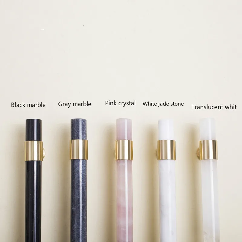 Natural Marble/Crystal T brass Bar Cabinet handle and Knobs  bedroom  Cupboard Door Pulls Furniture Handle Dresser knob Hardware
