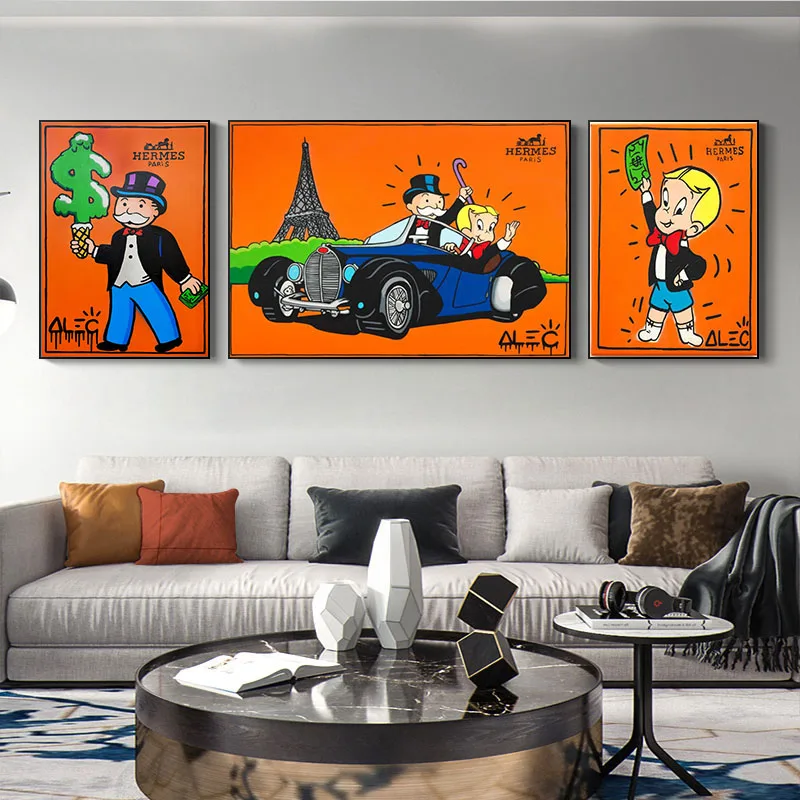 

Alec Monopoly Graffiti Art Money Canvas Painting Posters and Prints Wall Art Picture for Living Room Home Decoration Cuadro