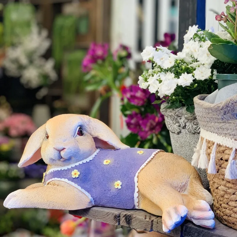 

Pastoal Sleeping Rabbit Resin Accessories Courtyard Balcony Villa Furnishings Crafts Outdoor Garden Park Sculpture Decoration