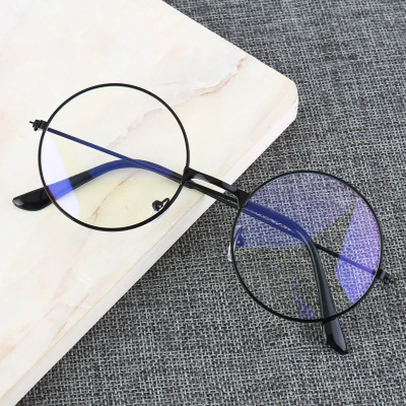 Vintage Transparent Glasses Round Metal Frame Superlight Preppy Style Clear Lens Game Eye Glasses Reading Eye Protection