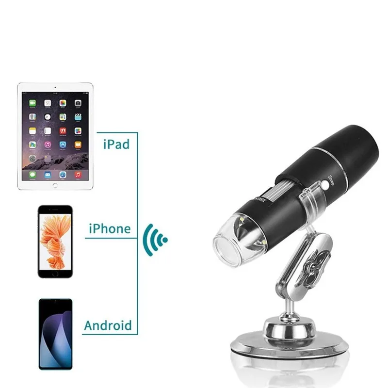 

1000X Wifi Digital Microscope Magnifier USB Inspection Camera 8 LED with Stand for Android IOS Portable Electronic Microscope