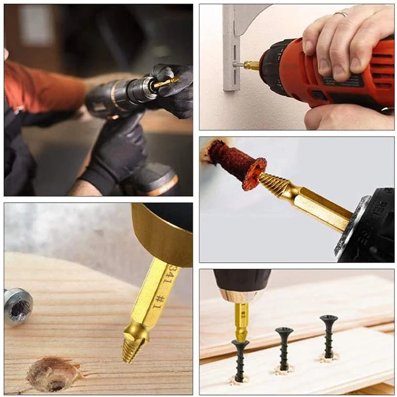 4/5/6PCS Beschädigt Schraube Extractor Drill Bit Set Stripped Gebrochene Schraube Schraube Remover Extractor Leicht Nehmen heraus Abriss Werkzeuge