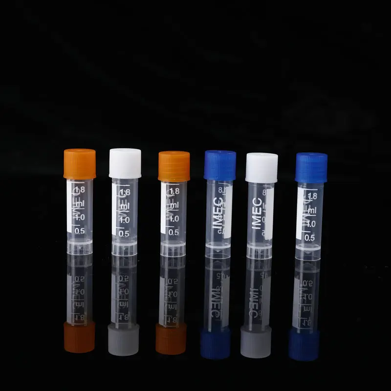 100pcs, 1.8ml Graduated Lab Cryopreservation Plastic Freezing Tube Cryotube Tube Sample Cryovial With Colorful Screw Cap