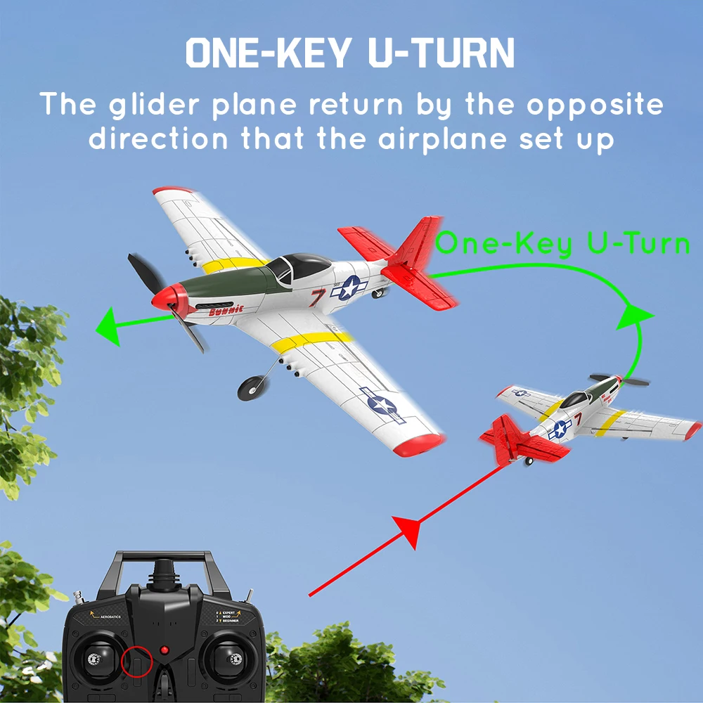 761-5 P51 Rc Plane Airplane Model 400Mm Wingspan 2.4G 6 Axis Gyroscope Fixed Wing Rtf Glider Epp Foam Aircraft 14Mins Drone Toy