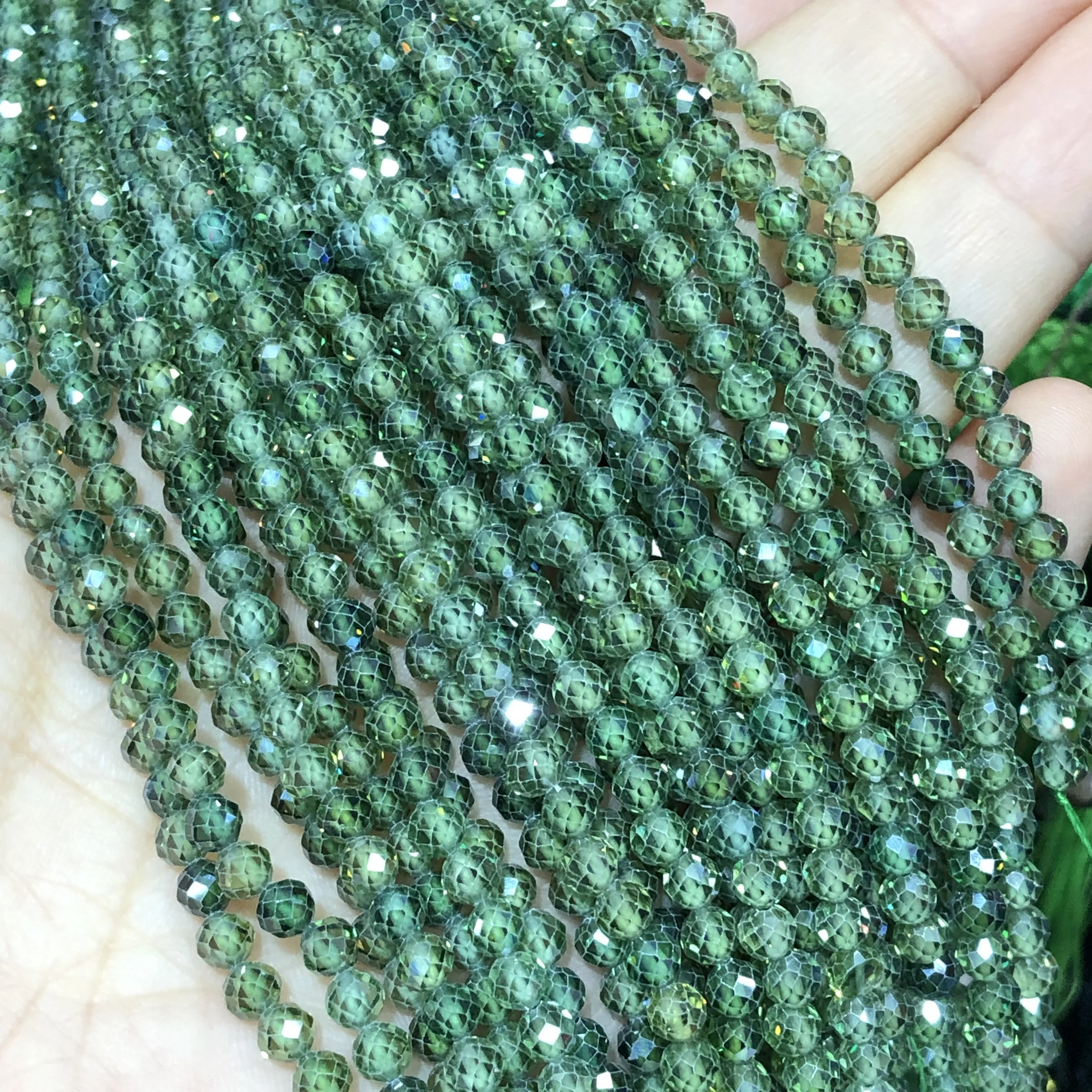 2/3/4M Natural Faceted Tiny Green Zircon Crystal Seed Stone Beads For Jewelry Making Crafts Beadwork DIY Earring Accessories