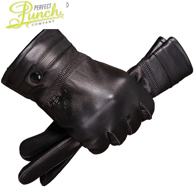 

Fashion New Winter Gloves Men Autumn Genuine Sheepskin Leather Gloves Male Warm Thick Driving Gloves Guantes Moto SQQ323