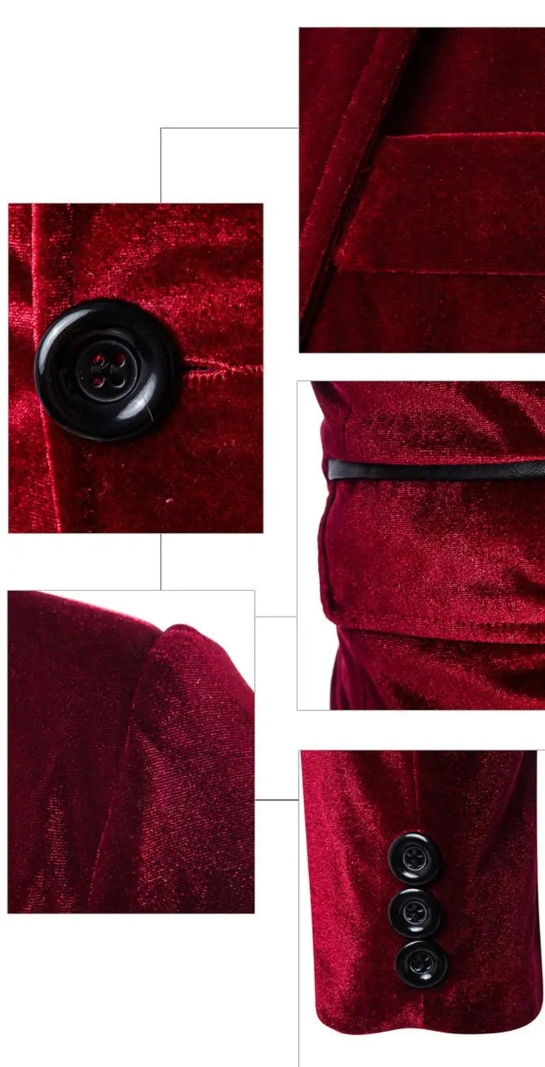 Chaqueta de terciopelo con un botón para hombre, Blazer morado brillante, ajustado, para fiesta, Club, boda, Primavera, 2022