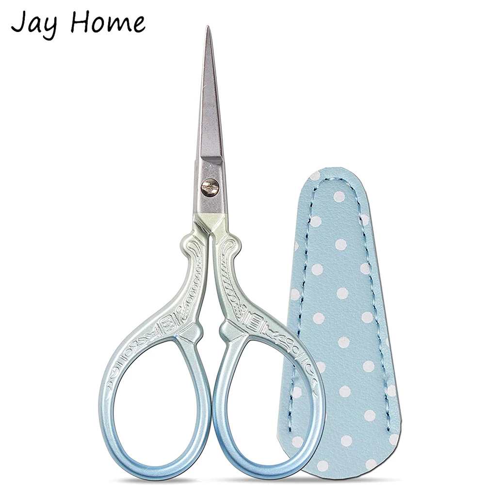 3.6 inch Embroidery Scissors with Leather Cover for Sewing Crafting  DIY Tools Tailors Shears Cross Stitch Thread Cutter Scissor