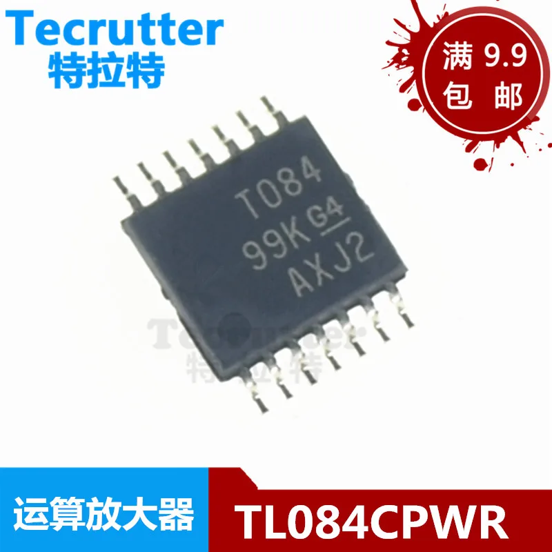 10pcs/lot TL084CPWR  TSSOP-14 T084 Four-Way High-Voltage Swing Rate JFET Input Operational Amplifier Chip