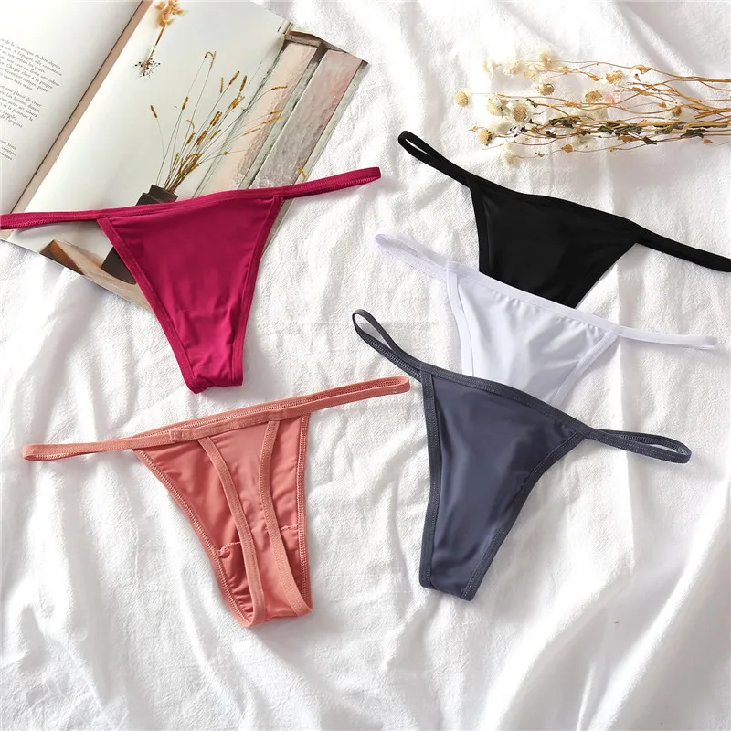 FINETOO 3Pcs/set Sexy Low-rise Thongs Women Bikini Panties T-back Underpants M-XL Female G-String Panty Ladies Thong Lingerie